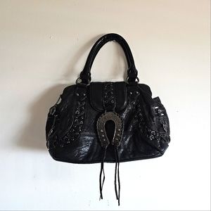 Vintage Betsey Johnson Leather Whipstitch Horse Shoe Bag